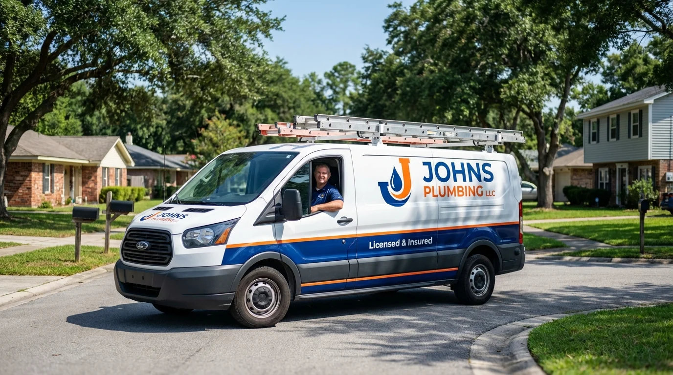 Johns Plumbing LLC service van in Franklin Park, NJ