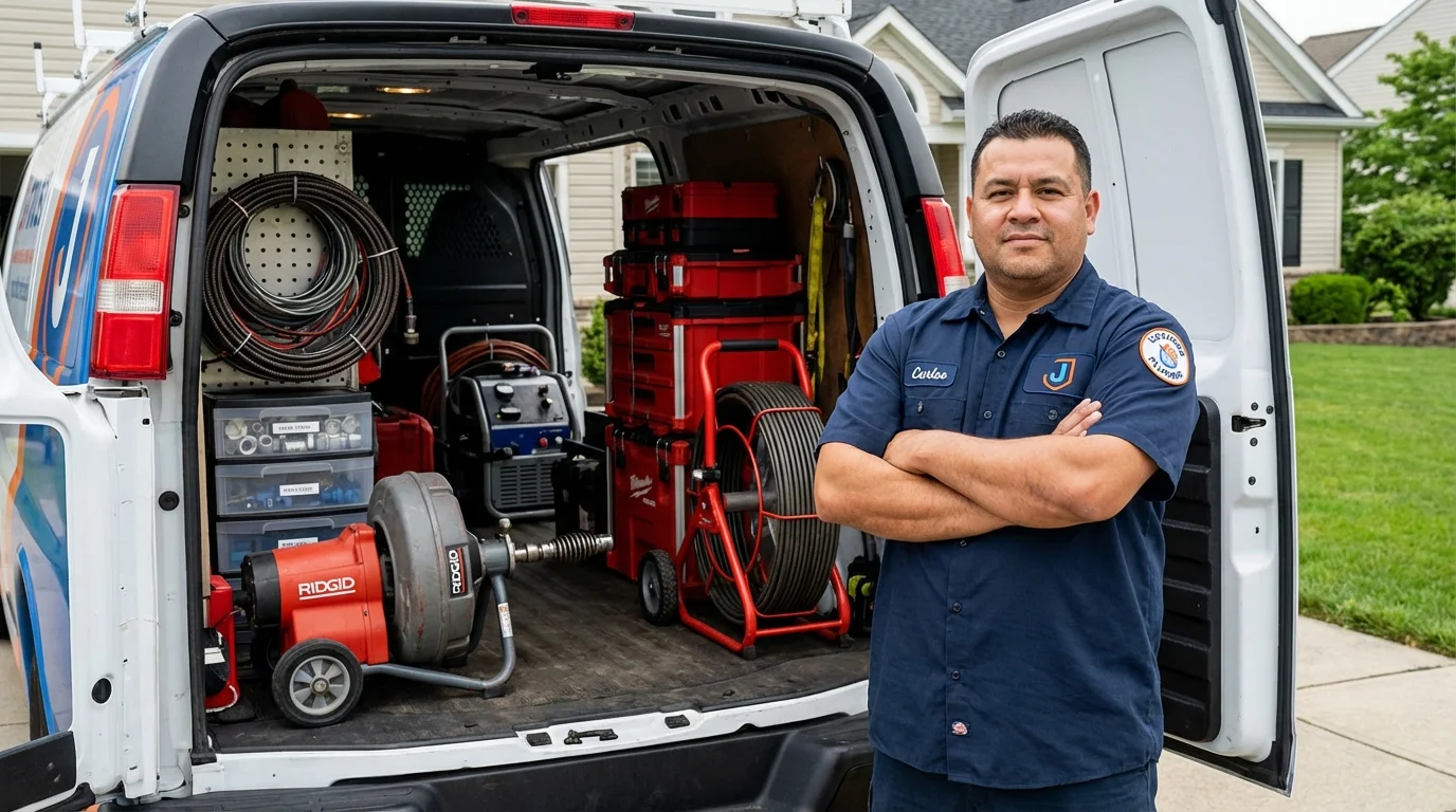 Professional drain cleaning equipment and Johns Plumbing LLC plumber in Franklin Park
